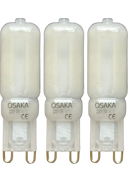 (3 adet) Osaka buzlu 5W Beyaz Işık (6500K) G9 Duylu LED Kapsül Ampul