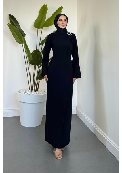 Lorvil Yandan Bağlamalı Büyük Beden Elbise Lacivert fiyatları