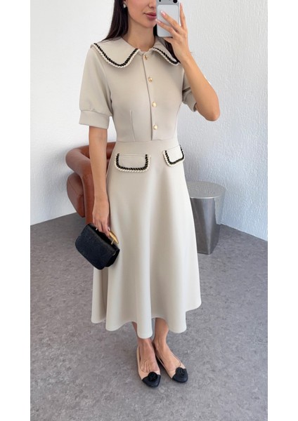 Modal Bebe Yaka Taş Elbise modelleri