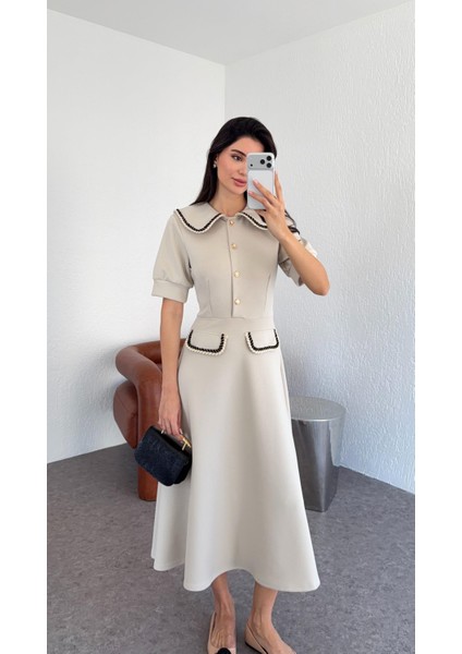 Modal Bebe Yaka Taş Elbise fırsatları