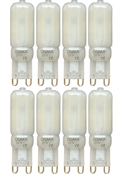 (8 adet) Osaka buzlu 5W Beyaz Işık (6500K) G9 Duylu LED Kapsül Ampul