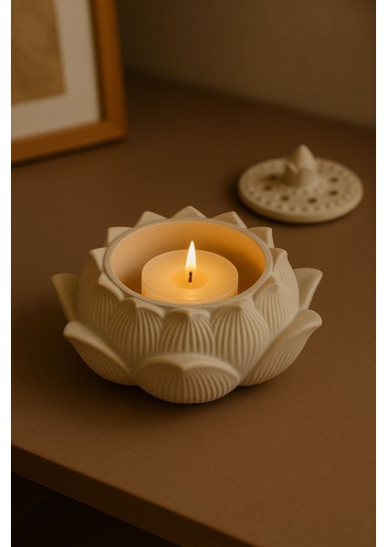 Mermer Görünümlü Lotus Tasarımlı Tütsülük ve Mumluk – Dekoratif & Çok Amaçlı modelleri