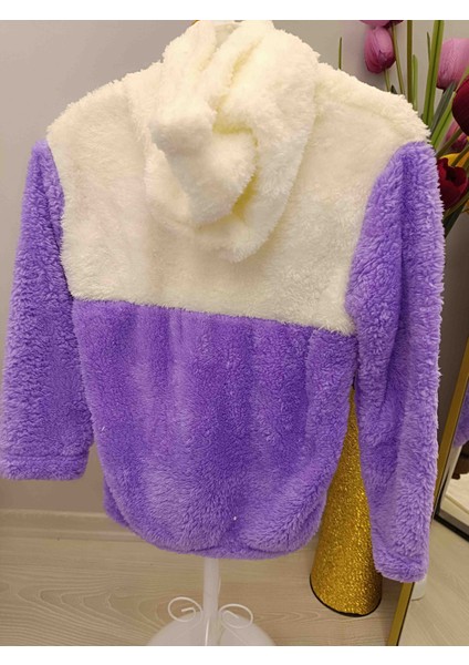 Kız Çocuk Kapşonlu Mor Peluş Hırka fiyatları