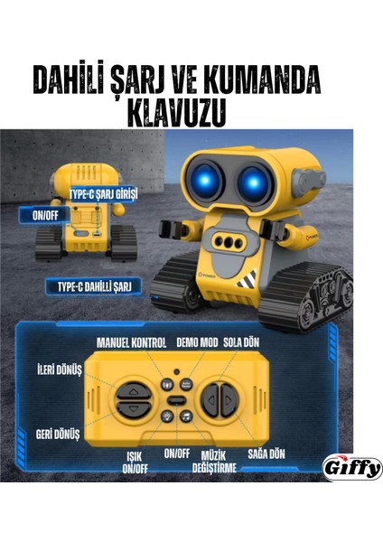 Oyuncak Uzaktan Kumandalı El Sensörlü Akıllı Wall-E Robot Dahili Şarjlı Işıklı Sesli Fonksiyon Sarı ve Mavi indirimleri