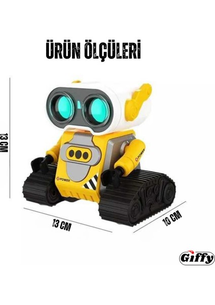 Oyuncak Uzaktan Kumandalı El Sensörlü Akıllı Wall-E Robot Dahili Şarjlı Işıklı Sesli Fonksiyon Sarı ve Mavi