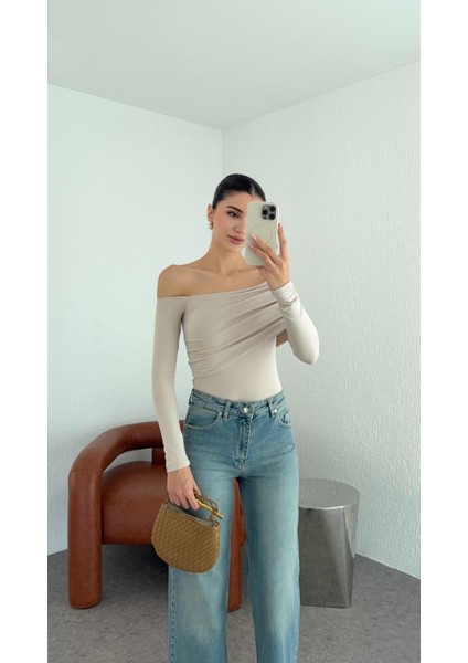 Büzgülü Soft Touch Taş Bluz