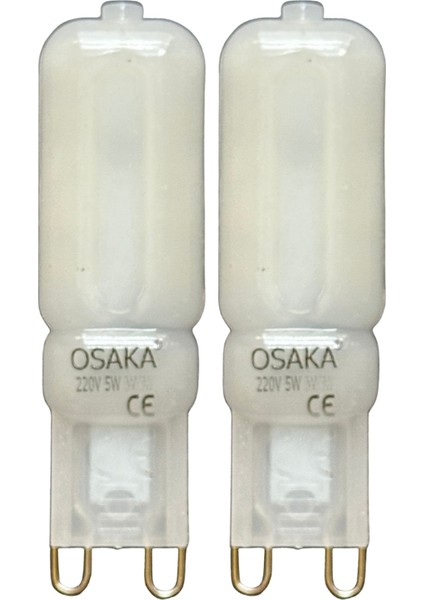 (2 adet) Osaka buzlu 5W Beyaz Işık (6500K) G9 Duylu LED Kapsül Ampul