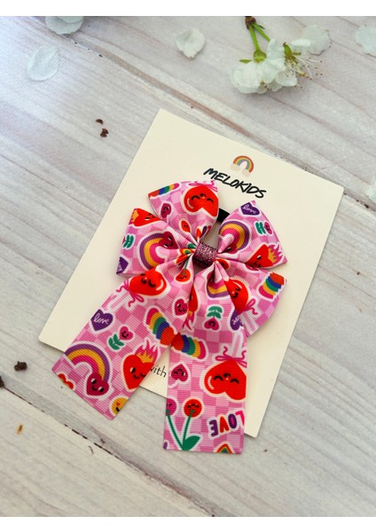Pembe Desenli Kurdele Kız Çocuk Saç Okul Tokası fiyatları