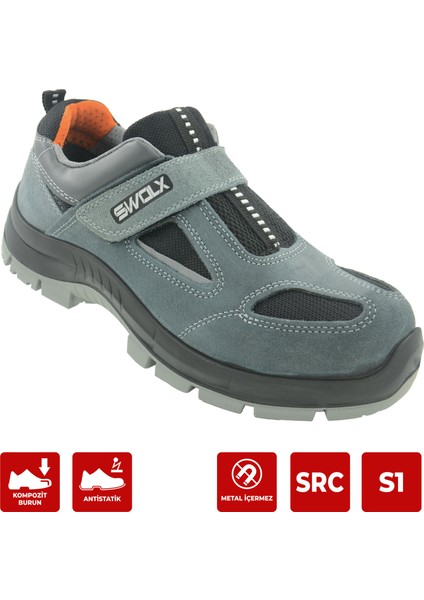 Clas-X 12 Gri Süet Kaplama Kompozit Burunlu Suya Dayanıklı Iş Ayakkabısı S1 41 Numara