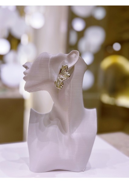 Yaz Temalı Dalgalı Plaka Yaprak Model Gümüş Küpe 1 Çift modelleri