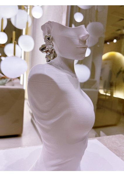 Yaz Temalı Dalgalı Plaka Yaprak Model Gümüş Küpe 1 Çift indirimleri