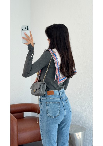 Açık Mavi Momfit Jean