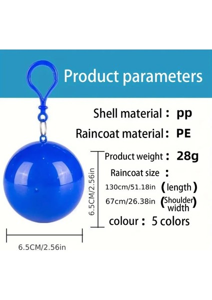 Taşınabilir Acil Yağmurluk Anahtarlık Topu ile Beraber Unisex indirimleri