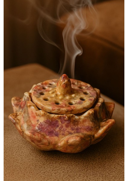 Dekoratif Lotus Tütsülük ve Mumluk – Çiçek Desenli