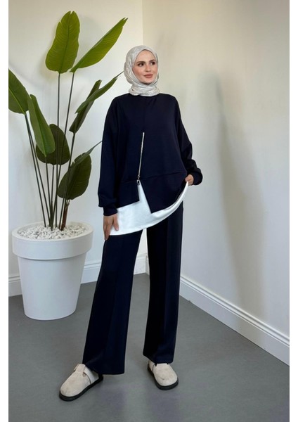 Skylar Alt Kısmı Fermuarlı Içlikli Takım Lacivert