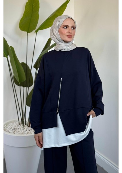 Skylar Alt Kısmı Fermuarlı Içlikli Takım Lacivert modelleri
