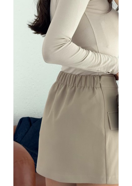 Kanca Tokalı Bej Şort Etek fiyatları