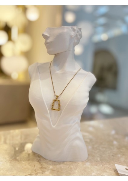 Dikdörtgen Desen Çelik Kararmaz Tasarım Özel Zincirli Kolye 1 Adet fiyatları