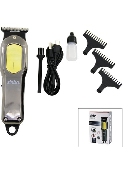 USB Şarjlı - LCD Göstergeli Saç Kesme Traş Makinesi Gövde Krom Kaplama SHC-1903 (5282)