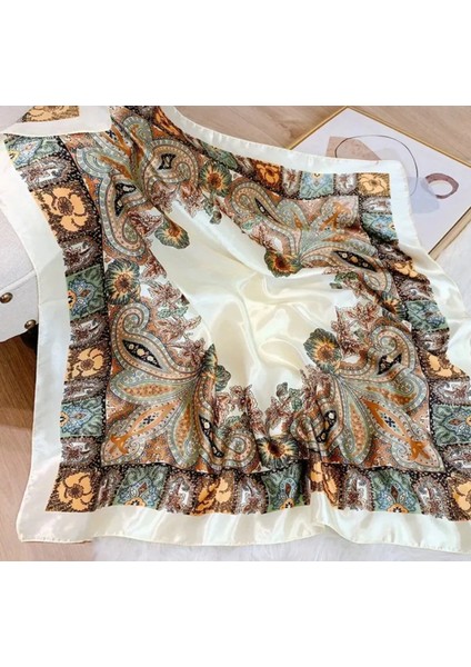 Paisley Desen İpeksi Eşarp, Fular, Şal ve Bluz Çok Amaçlı Kare Saten Kumaş fırsatları
