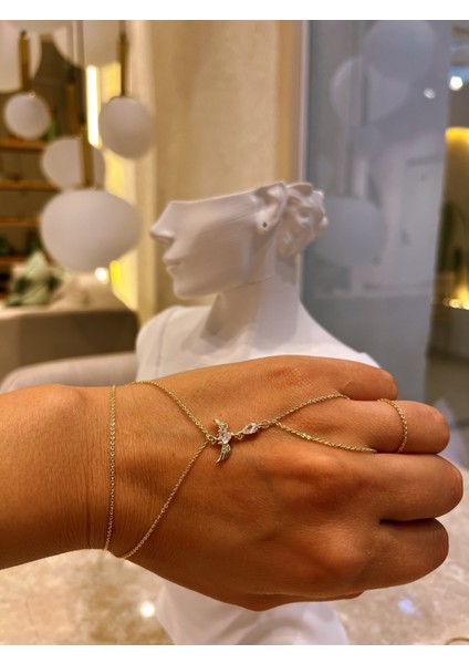 14K Altın Rengi Zirkon Taşlı Kuyumcu Melek Model Şık Zarif Tasarım Şahmeran Bileklik fiyatları