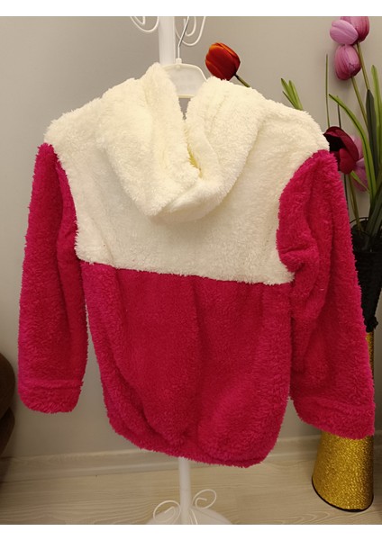 Kız Çocuk Kapşonlu Pembe Peluş Hırka modelleri