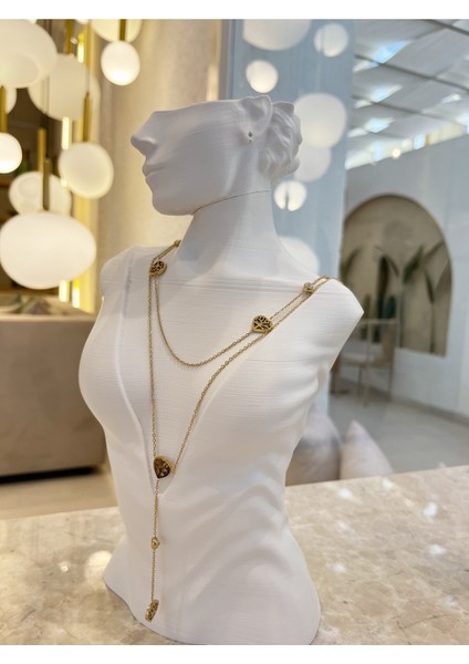 Kalp ve Soy Ağacı Desen Çelik Kararmaz Özel Tasarım Özel Zincirli Y Kolye 1 Adet modelleri