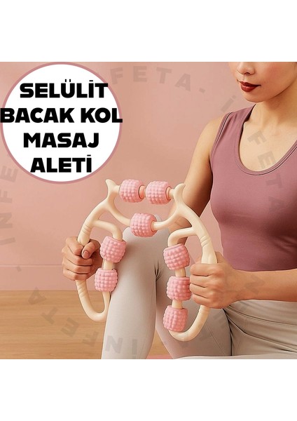 Tekerlekli Kas Gevşetici Selülit Masaj Aleti Ayarlanabilir Lenf Drenaj Rulosu Bacak Kol Selülit