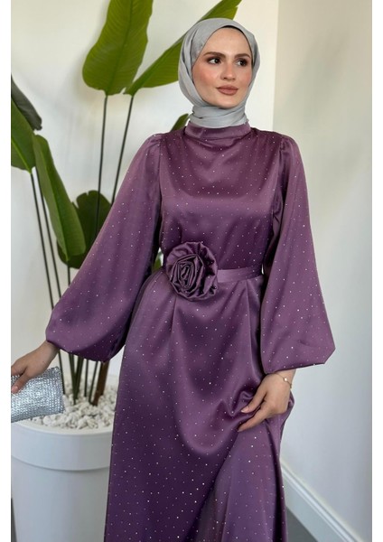 Margherita Taşlı Balon Kol Abiye Lila fiyatları