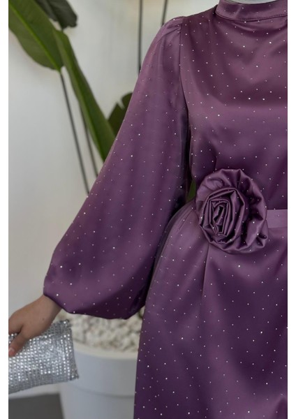 Margherita Taşlı Balon Kol Abiye Lila fırsatları