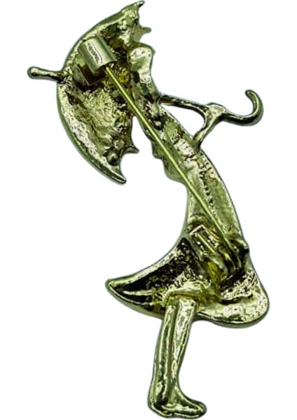 Şemsiye Tutan Kadın Broş – Zarif Elbiseli Vintage Aksesuar modelleri