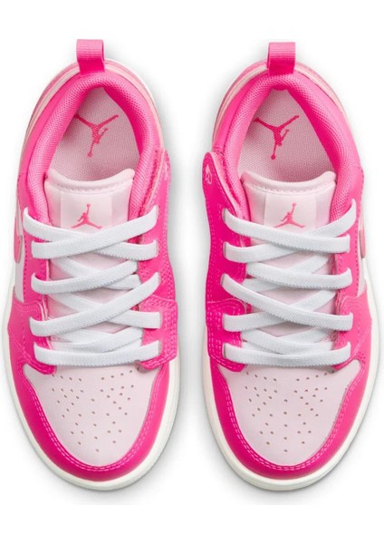 Jordan 1 Low Alt Ps Kız Çocuk Lastik Bağcıklı Gri Cırtlı Deri Ayakkabı DR9748-146