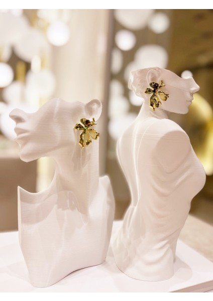 Altın Kaplama Asimetrik Bohem Tarz Çiçek Model Küpe 1 Çift fiyatları