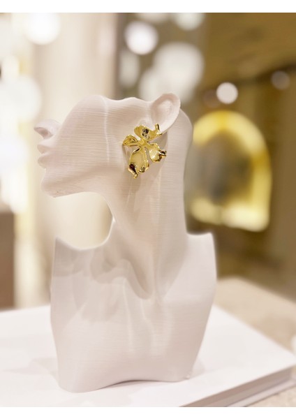 Altın Kaplama Asimetrik Bohem Tarz Çiçek Model Küpe 1 Çift fırsatları