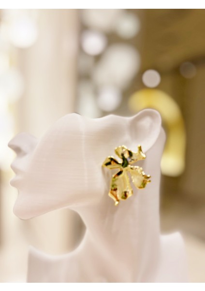 Altın Kaplama Asimetrik Bohem Tarz Çiçek Model Küpe 1 Çift indirimleri