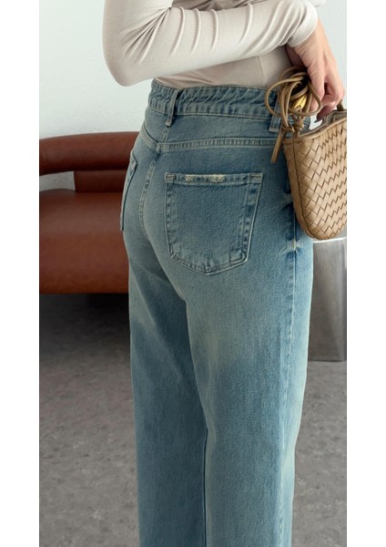 Yıkamalı Açık Mavi Straight Jean fiyatları