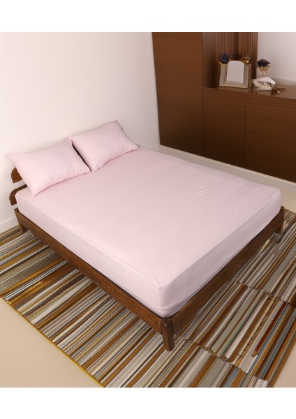 Pembe Tek Kişilik Lastikli Çarşaf