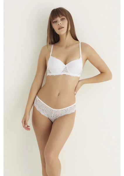 Beyaz Destekli Slip Külotlu Dantelli Sütyen Takımı 4007 modelleri