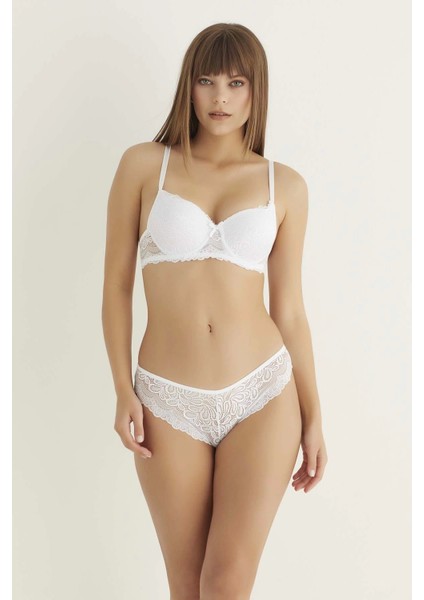 Beyaz Destekli Slip Külotlu Dantelli Sütyen Takımı 4007 indirimleri