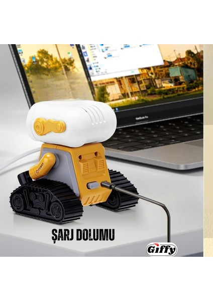 Oyuncak Uzaktan Kumandalı El Sensörlü Akıllı Wall-E Robot Dahili Şarjlı Işıklı Sesli Fonksiyon Sarı ve Mavi