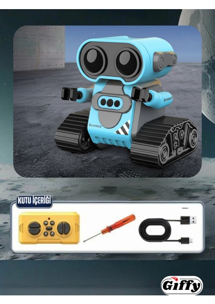 Oyuncak Uzaktan Kumandalı El Sensörlü Akıllı Wall-E Robot Dahili Şarjlı Işıklı Sesli Fonksiyon Sarı ve Mavi