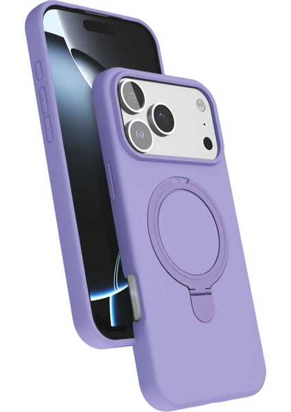 Ds-Derin Newface Apple Iphone 17 Pro Regal Magsafe Standlı Kapak - Lila