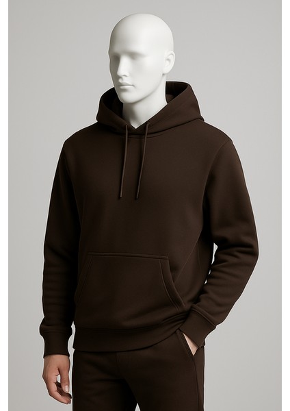 Oversize %100 Pamuk Double Face Kumaş Kapüşonlu Sweatshirt