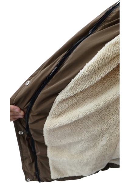 Kız Çocuk Su Itici Özellikli Fermuar Çıtçıt Kapamalı Kuşaklı Kürklü Kahverengi Mont fırsatları