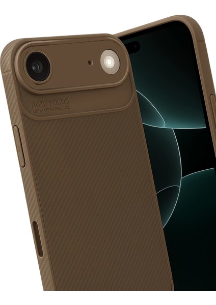 Ds-Derin Newface Apple Iphone 17 Air Auto Focus Karbon Kapak - Kahverengi modelleri
