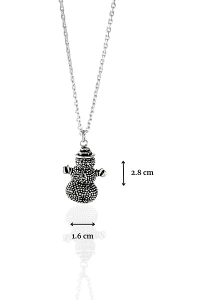 Kardan Adam Parlak Unisex Tasarım 925 Ayar Gümüş Kolye
