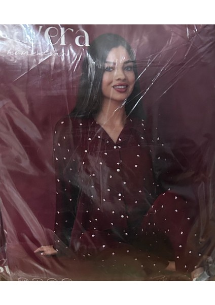 Bordo Kalp Detaylı Şardonlu Pijama fiyatları