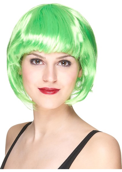 Yeşil Parti Peruğu Kısa Küt Saç (4989)