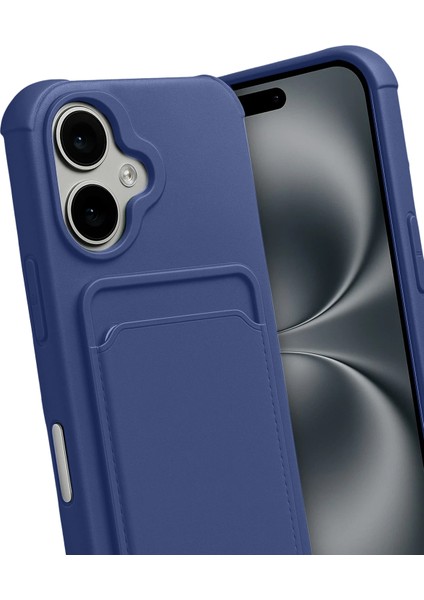 Ds-Derin Newface Apple Iphone 17 Kelvin Kartvizitli Silikon - Lacivert modelleri