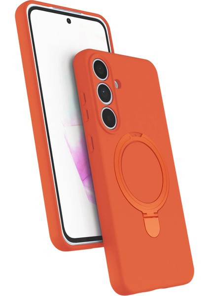 Ds-Derin Newface Samsung Galaxy S24 Fe Regal Magsafe Standlı Kapak - Turuncu